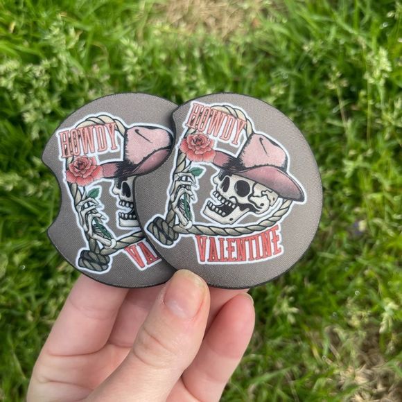 Howdy Valentine Car Coaster Set | Car Accessories | Valentine’s Day - Picture 6 of 12